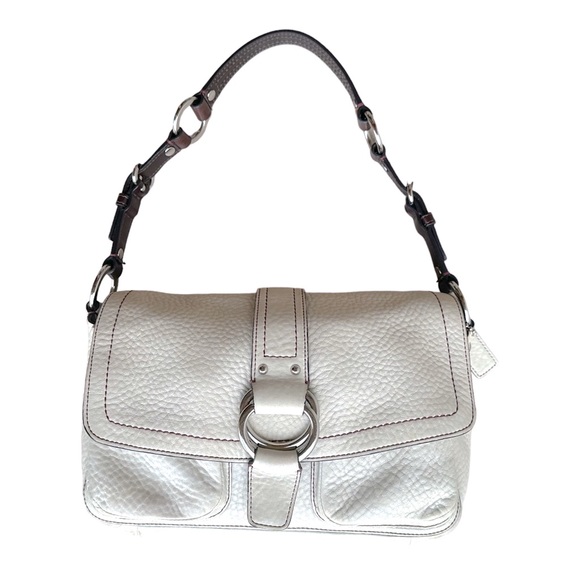 Coach, Bags, Small Cream With White Coach Shoulder Bag